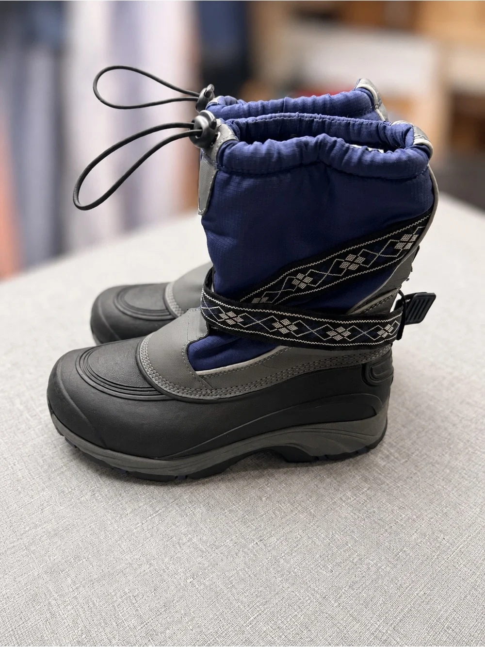 Lands’ End Women’s Winter Snow Boots Navy Gray Waterproof Size 7